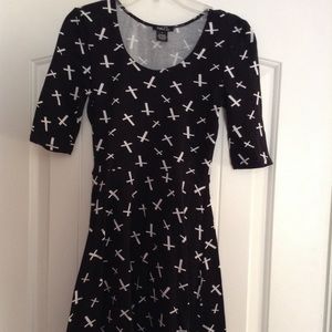 Black Cross Skater Dress